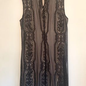 Black Sheer Lace Midi Slip Dress by Luxology  16W